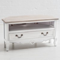 GRADE A1 - Vermont White Shabby Chic Corner TV Unit