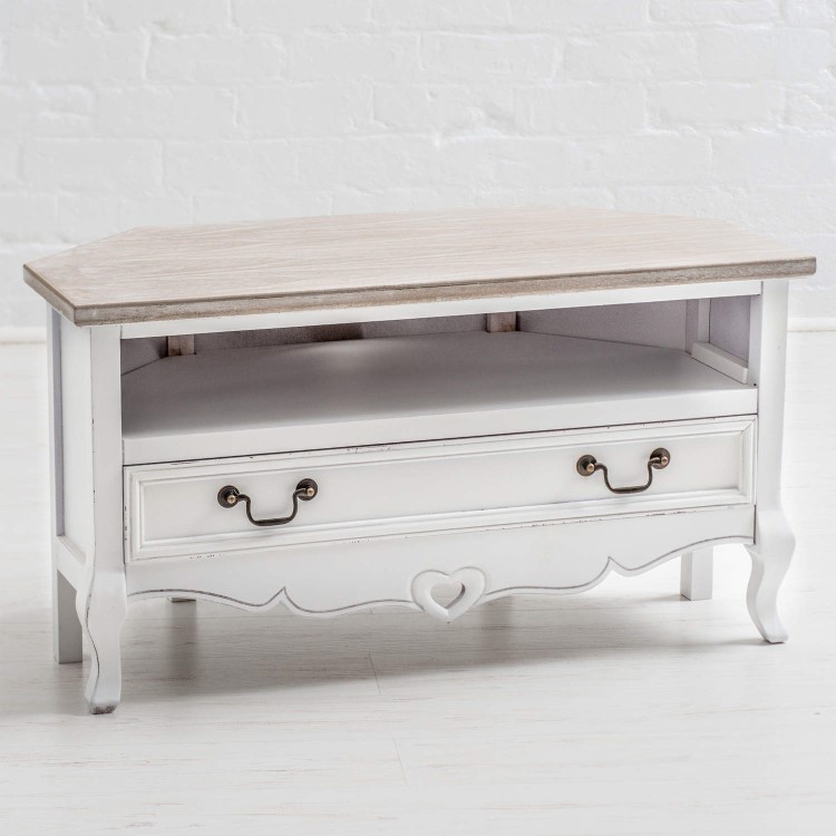 GRADE A1 - Vermont White Shabby Chic Corner TV Unit