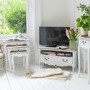 GRADE A1 - Vermont White Shabby Chic Corner TV Unit