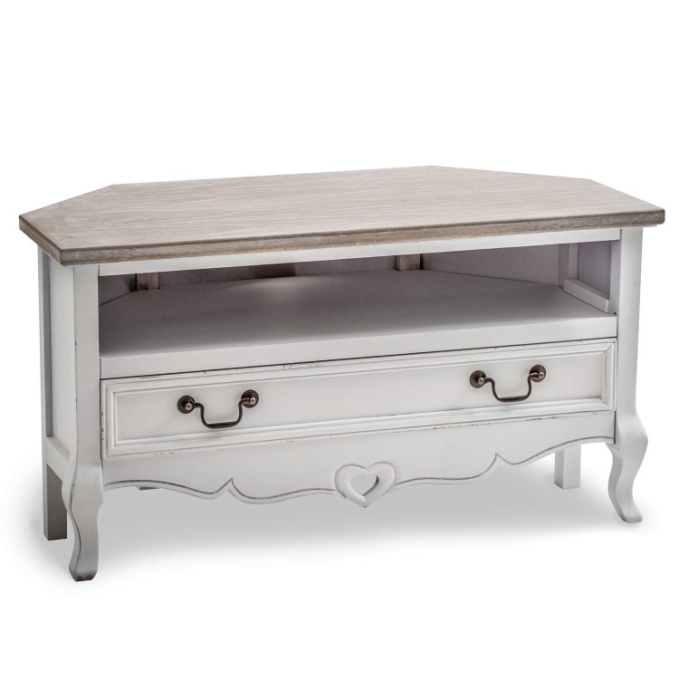 GRADE A1 - Vermont White Shabby Chic Corner TV Unit
