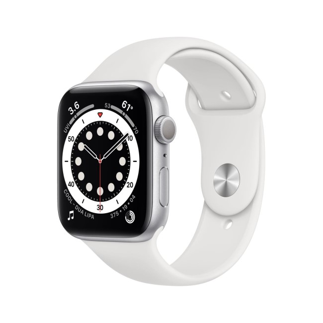 Apple Watch Series 6 GPS - 44mm Silver Aluminium Case with White Sport Band - Regular