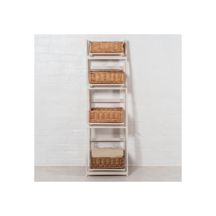 Maine Furniture Newport Ladder Shelf with Wicker Baskets