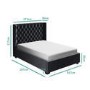 Dark Grey Velvet Double Ottoman Bed with Curved Headboard - Milania