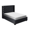 Dark Grey Velvet Double Ottoman Bed with Curved Headboard - Milania