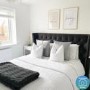 Dark Grey Velvet Double Ottoman Bed with Curved Headboard - Milania