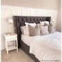 Dark Grey Velvet Double Ottoman Bed with Curved Headboard - Milania