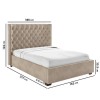Beige Velvet King Size Ottoman Bed with Curved Headboard - Milania