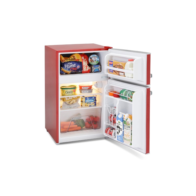 Montpellier MAB2030R 30/70 Mini Retro Freestanding Under Counter Fridge Freezer - Red