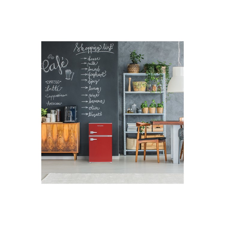 Montpellier MAB2030R 30/70 Mini Retro Freestanding Under Counter Fridge Freezer - Red