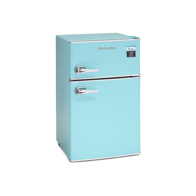 Montpellier MAB2030PB Mini Retro Freestanding Under Counter Fridge Freezer - Pale Blue
