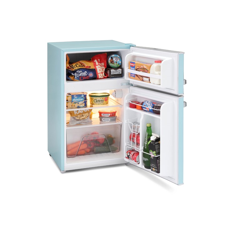 Montpellier MAB2030PB Mini Retro Freestanding Under Counter Fridge Freezer - Pale Blue