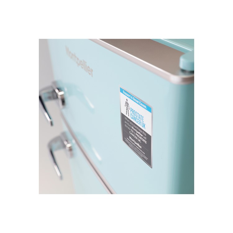 Montpellier MAB2030PB Mini Retro Freestanding Under Counter Fridge Freezer - Pale Blue