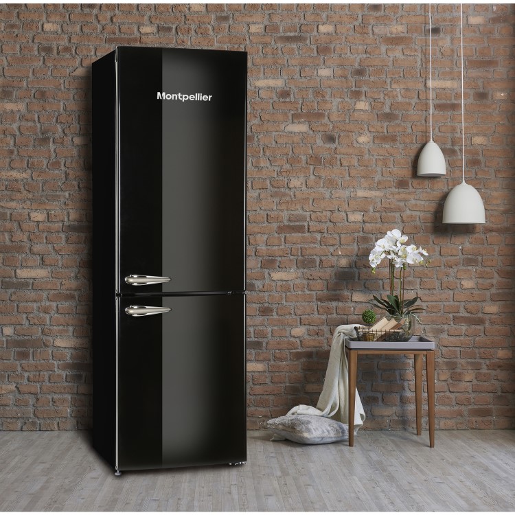 Montpellier MAB385KAA 70/30 Freestanding Retro Frost Free Fridge Freezer - Black