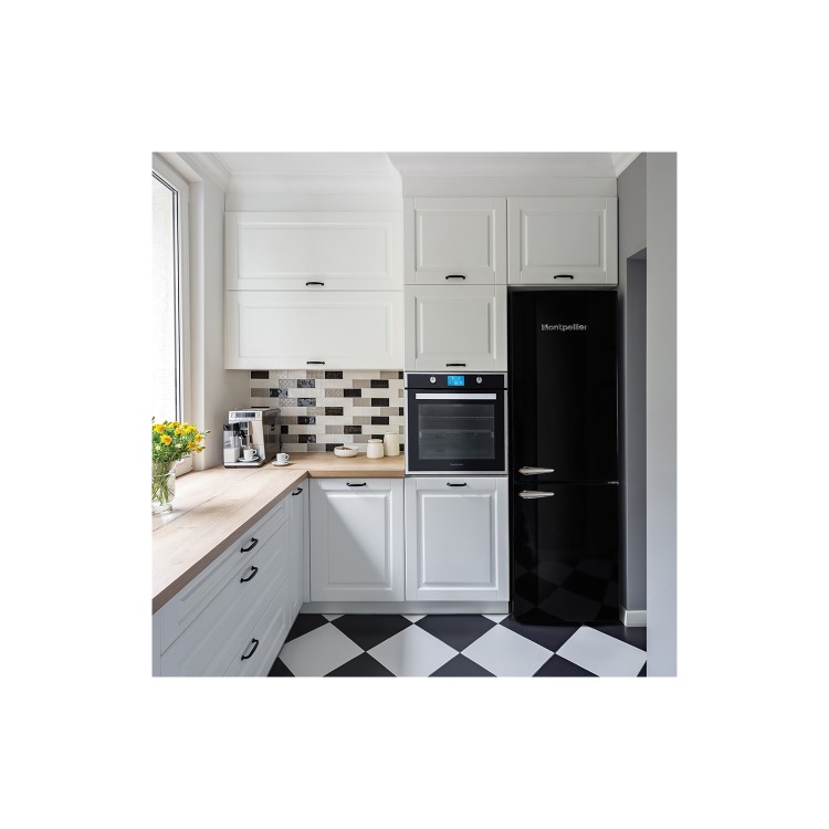 Montpellier MAB385KAA 70/30 Freestanding Retro Frost Free Fridge Freezer - Black