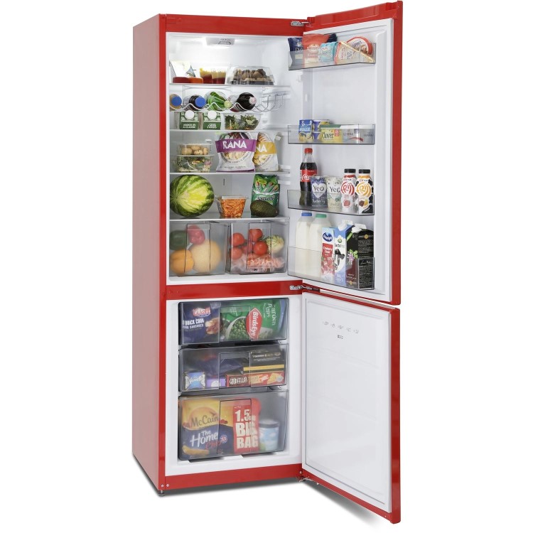Montpellier MAB385R Retro Frost Free Freestanding Fridge Freezer - Red