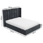 Grey Velvet King Size Ottoman Bed with Winged Headboard - Maddox