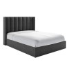 Grey Velvet King Size Ottoman Bed with Winged Headboard - Maddox