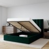 Green Velvet King Size Ottoman Bed with Winged Headboard - Maddox