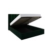 Green Velvet King Size Ottoman Bed with Winged Headboard - Maddox