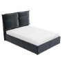 Grey Velvet King Size Ottoman Bed with Pillow Headboard - Maddox