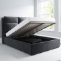 Grey Velvet King Size Ottoman Bed with Pillow Headboard - Maddox