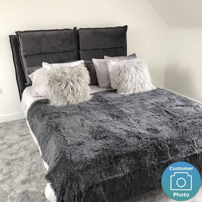 Maddox King Size Ottoman Bed with Cushioned Headboard in Anthracite