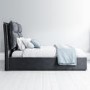 Grey Velvet King Size Ottoman Bed with Pillow Headboard - Maddox