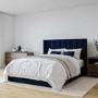 Navy Blue Velvet King Size Ottoman Bed with Winged Headboard - Maddox