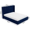 Navy Blue Velvet King Size Ottoman Bed with Winged Headboard - Maddox