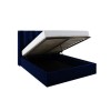 Navy Blue Velvet King Size Ottoman Bed with Winged Headboard - Maddox