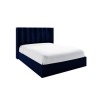 Navy Blue Velvet King Size Ottoman Bed with Winged Headboard - Maddox