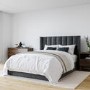 Grey Velvet Small Double Ottoman Bed with Winged Headboard - Maddox