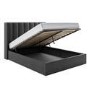 Grey Velvet Small Double Ottoman Bed with Winged Headboard - Maddox