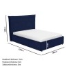 Navy Blue Velvet King Size Bed Frame with Cushioned Headboard - Maddox