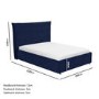 Navy Velvet King Size Bed Frame with Cushioned Headboard - Maddox