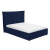 Navy Blue Velvet King Size Bed Frame with Cushioned Headboard - Maddox