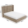 Beige Velvet King Size Ottoman Bed with Winged Headboard - Maddox