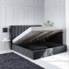 Grey Velvet Super King Ottoman Bed with Winged Headboard - Maddox