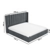 Grey Velvet Super King Ottoman Bed with Winged Headboard - Maddox