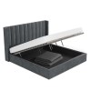 Grey Velvet Super King Ottoman Bed with Winged Headboard - Maddox