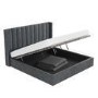Grey Velvet Super King Ottoman Bed with Winged Headboard - Maddox