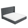 Grey Velvet Super King Ottoman Bed with Winged Headboard - Maddox