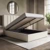 Cream Velvet King Size Ottoman Bed with Winged Headboard - Maddox