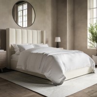 Cream Velvet Small Double Ottoman Bed With Winged Headboard - Maddox Cream Velvet Small Double Ottoman Bed With Winged Headboard - Maddox