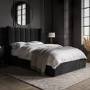 Black Velvet Small Double Ottoman Bed with Winged Headboard - Maddox