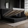 Black Velvet Super King Ottoman Bed with Winged Headboard - Maddox