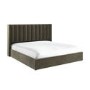 Khaki Velvet Super King Ottoman Bed with Winged Headboard - Maddox