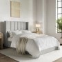 Grey Upholstered Small Double Ottoman Bed with Winged Headboard - Maddox