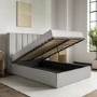 Grey Upholstered Small Double Ottoman Bed With Winged Headboard - Maddox