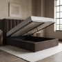 Chocolate Brown Velvet Double Ottoman Bed With Winged Headboard - Maddox